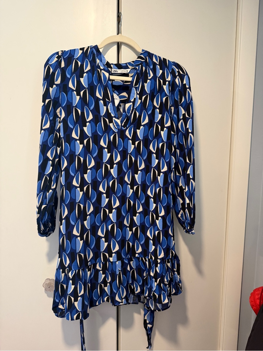 Zara Blue Black White Geometric Mini Dress